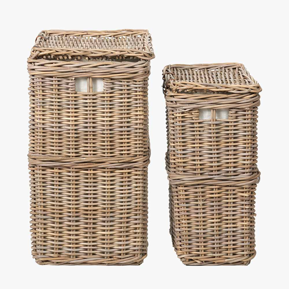 Set of 2 Grey Kubu Rectangular Linen Baskets